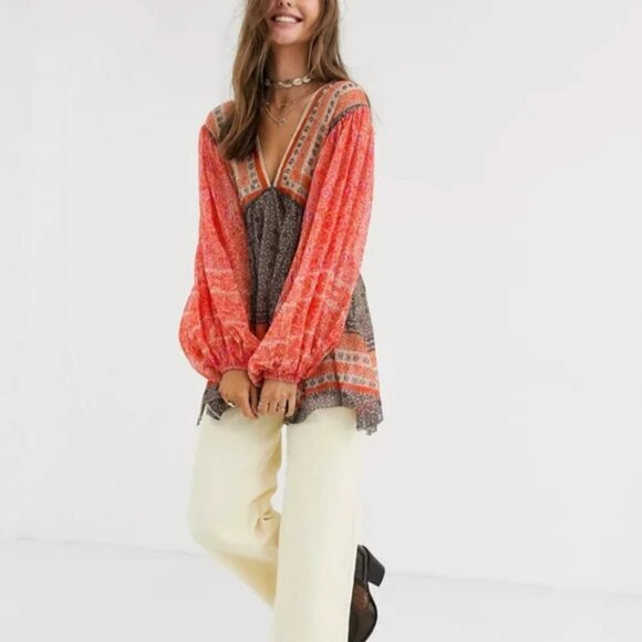 Free People Aliyah Printed Tunic Top Size Large | NWT | Boho Chic - Picture 11 of 11